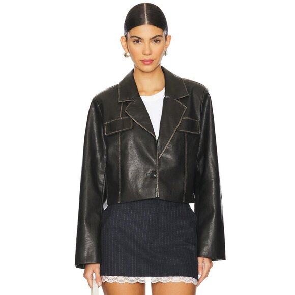 superdown Jackets & Blazers - superdown Blakely Faux Leather Jacket in Black